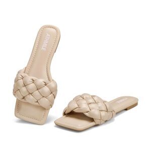 NEW Braided Sandals Square Open Toe Slide Shoe 11